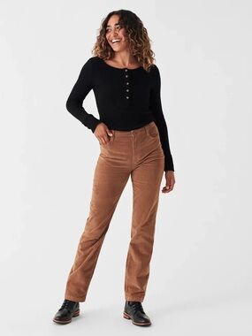 Faherty Corduroy Brown Straight Leg Pants High Waisted Julianne Size 29